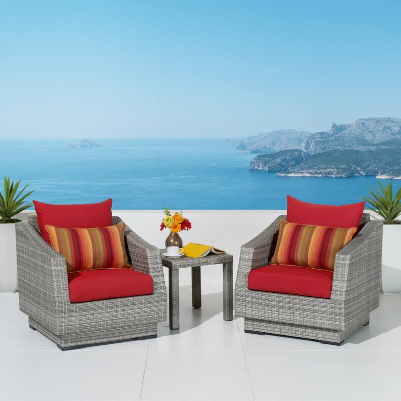 Cannes 3 Piece Aluminum Outdoor Patio Club Chairs & Side Table