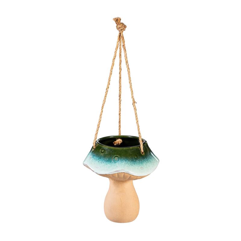 7" Ceramic Mushroom Hanging Planter