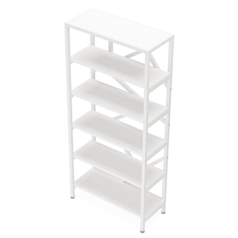 71 Inch Industrial Bookshelf, 6 Shelf Etagere Bookcase,Free Standing Open Book Shelves Storage Display Shelf