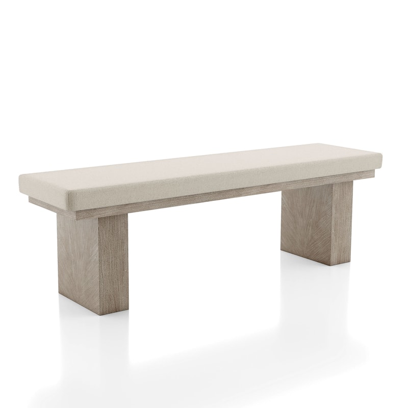 Furniture of America Yetaria Modern Farmhouse Natural Wood Padded 59-inch Dining Bench