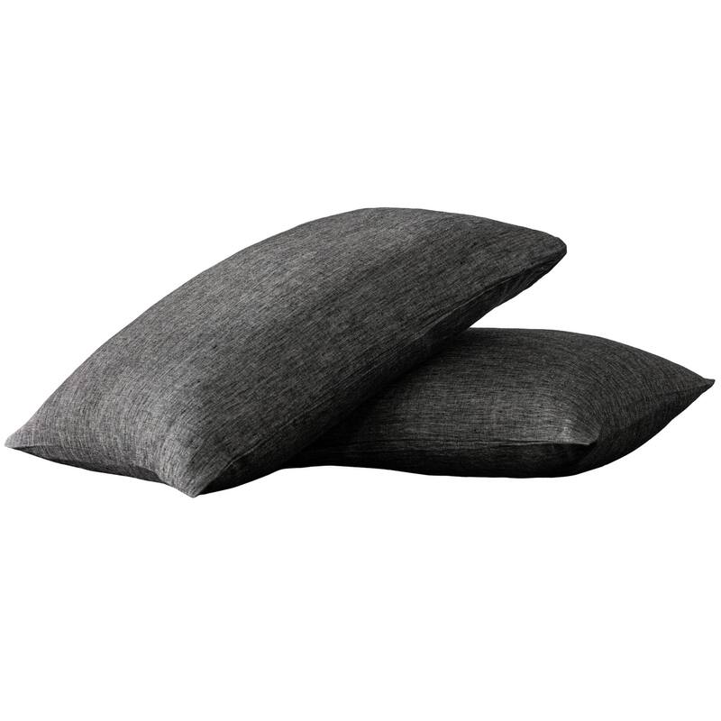 HomeRoots Set of Two Onyx Linen Pillowcases