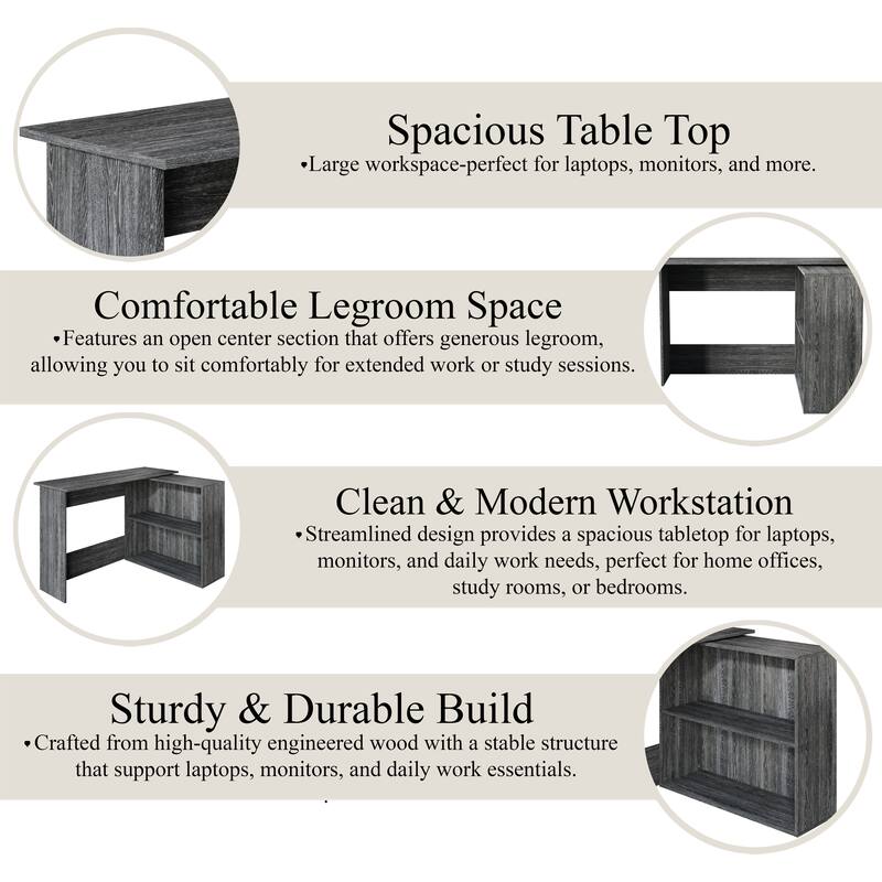 CraftPorch Contemporary L-Shape Writing Desk with Cabinet