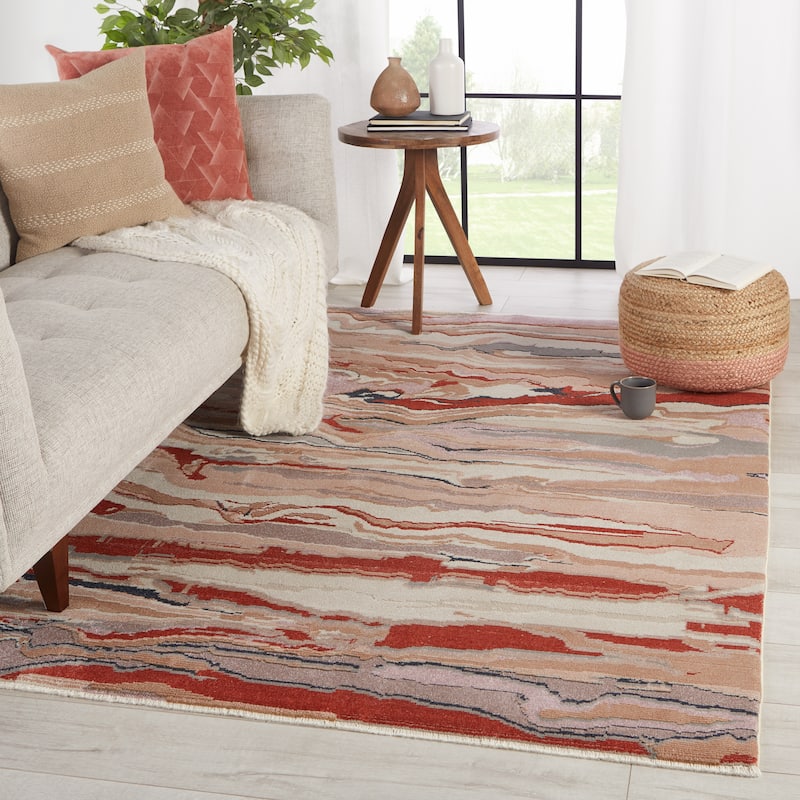 Jolene Abstract Pink/ Red Area Rug