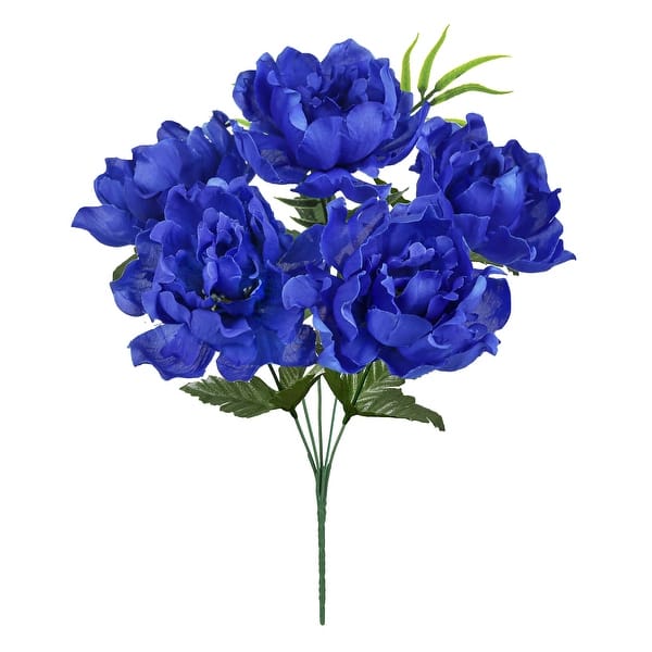 Set of 12 Royal Blue Artificial Open Peony Flower Stem Bush Bouquet 14in -  14" L x 8" W x 8" DP - Bed Bath & Beyond - 42071501