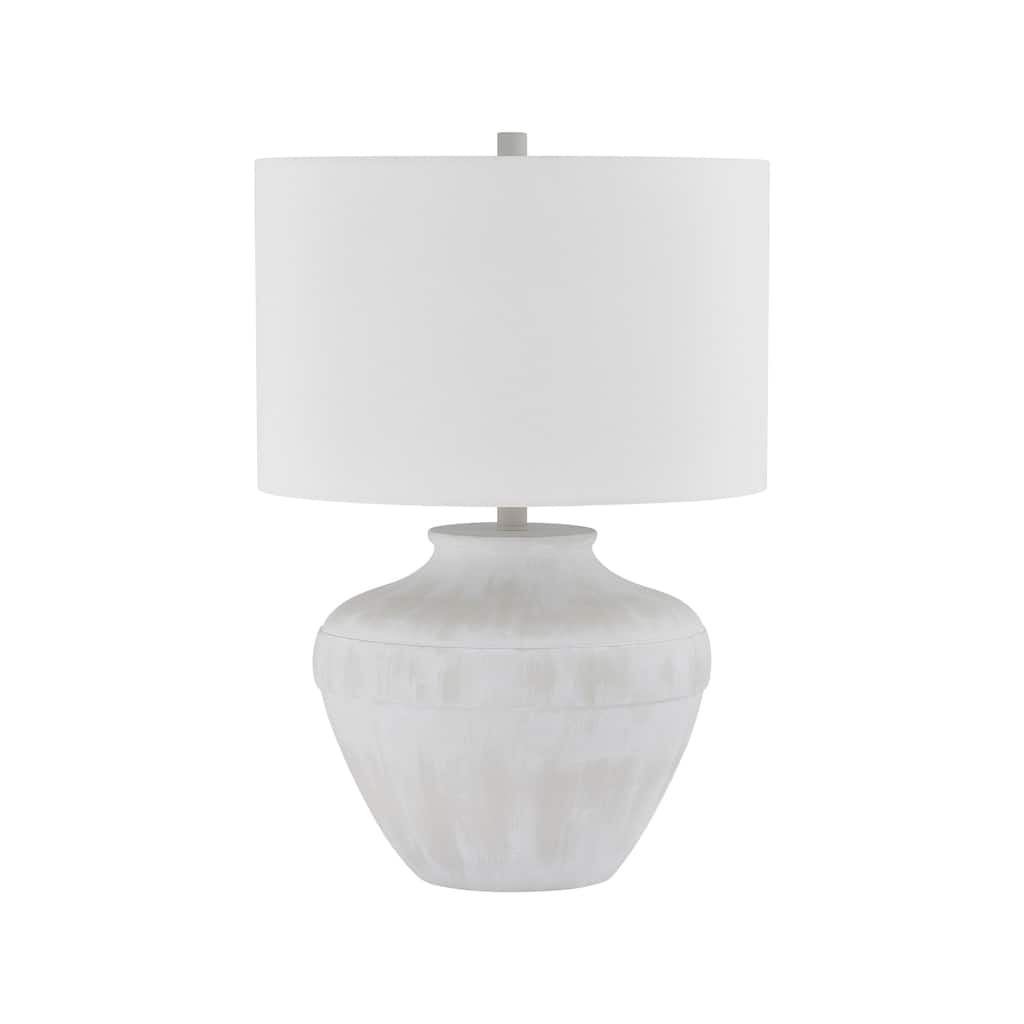 Paula 25" Table Lamp with Linen Shade, Brushed Off-White