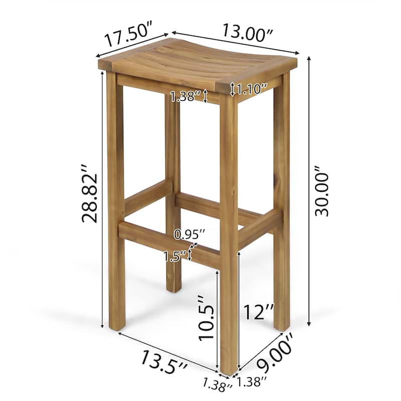 Caribbean Outdoor 30-inch Acacia Wood Barstool (Set of 2) by Christopher Knight Home