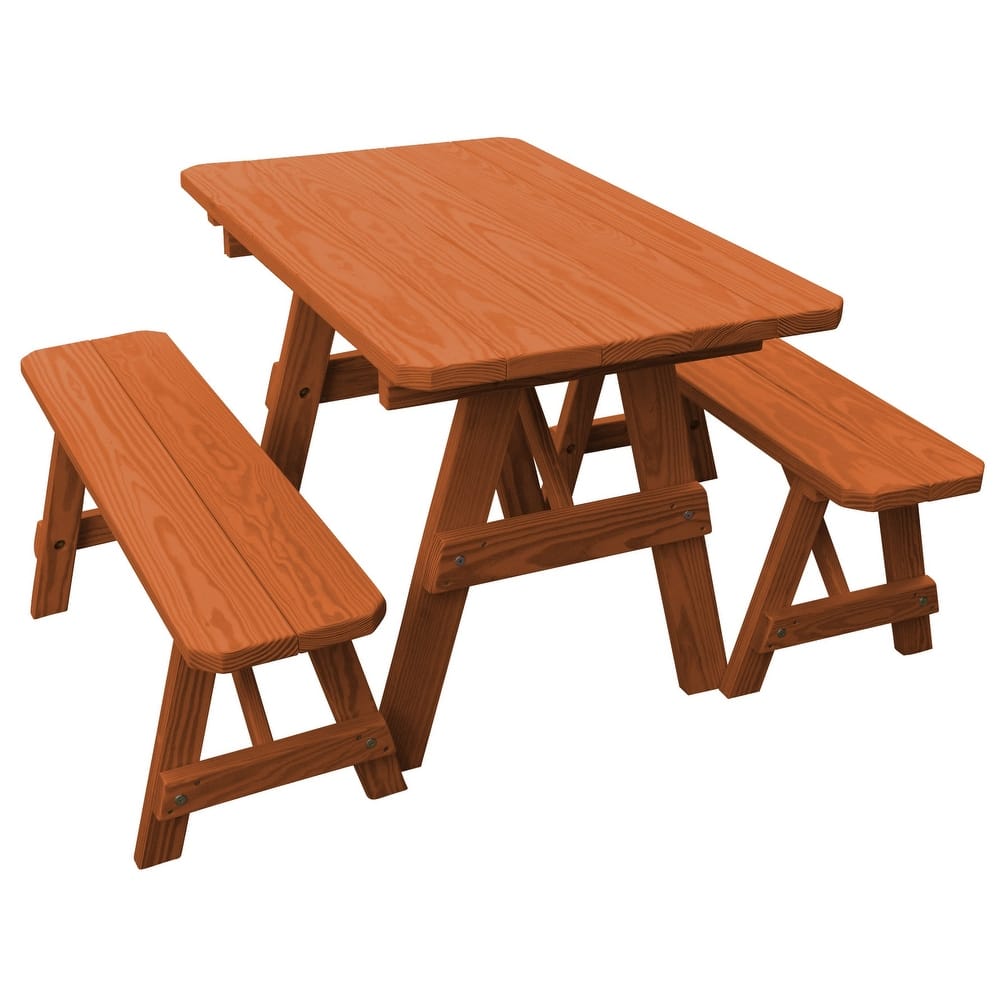 Pine 4' Traditional Picnic Table with 2 Benches