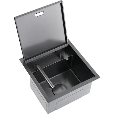 Lefton RV Kitchen Sink, 17" Stainless Steel Single Bowl Drop-in Bar Sink with Liftable Pull-out Faucet for Small Kitchen Island