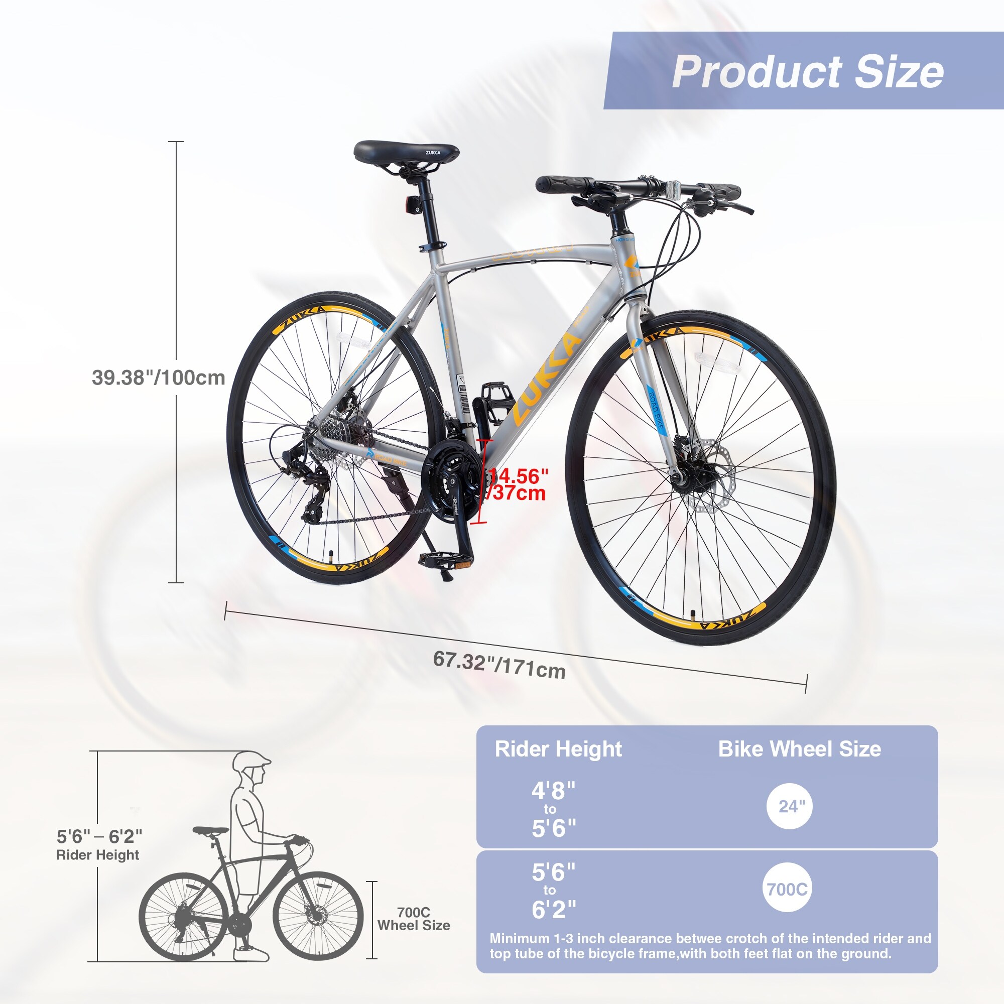 24 Speed Hybrid bike Disc Brake 700C Road Bike For men women s City Bicycle Silver