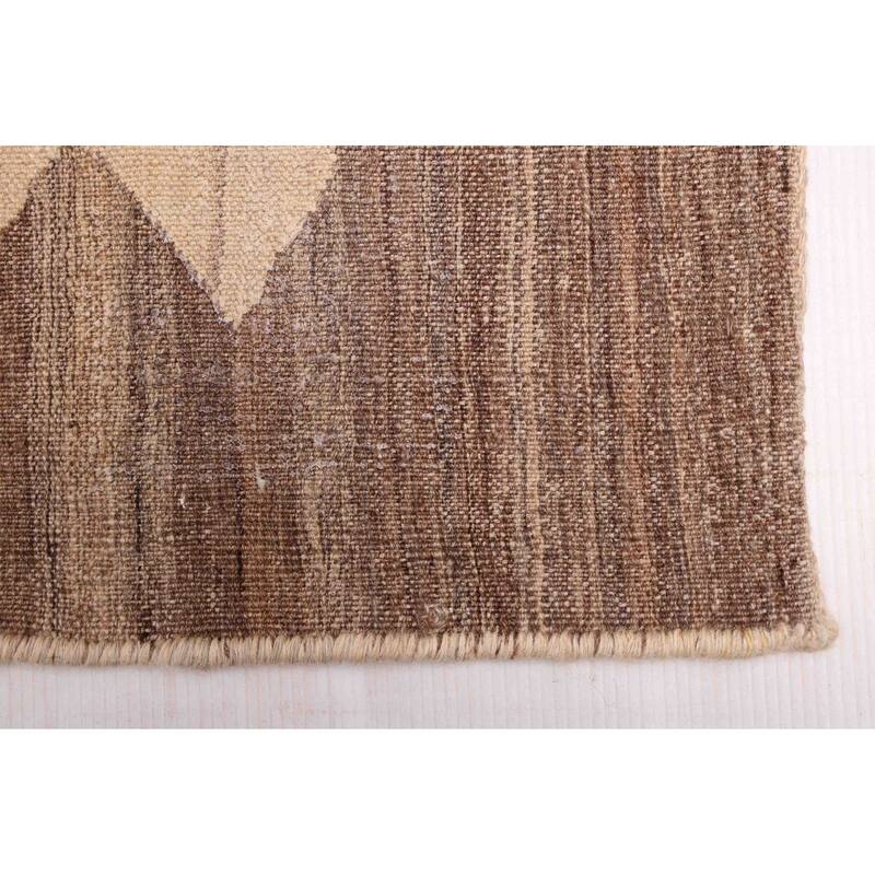 ECARPETGALLERY Flat-Weave Boho Ivory Wool Kilim - 6'3 x 8'8