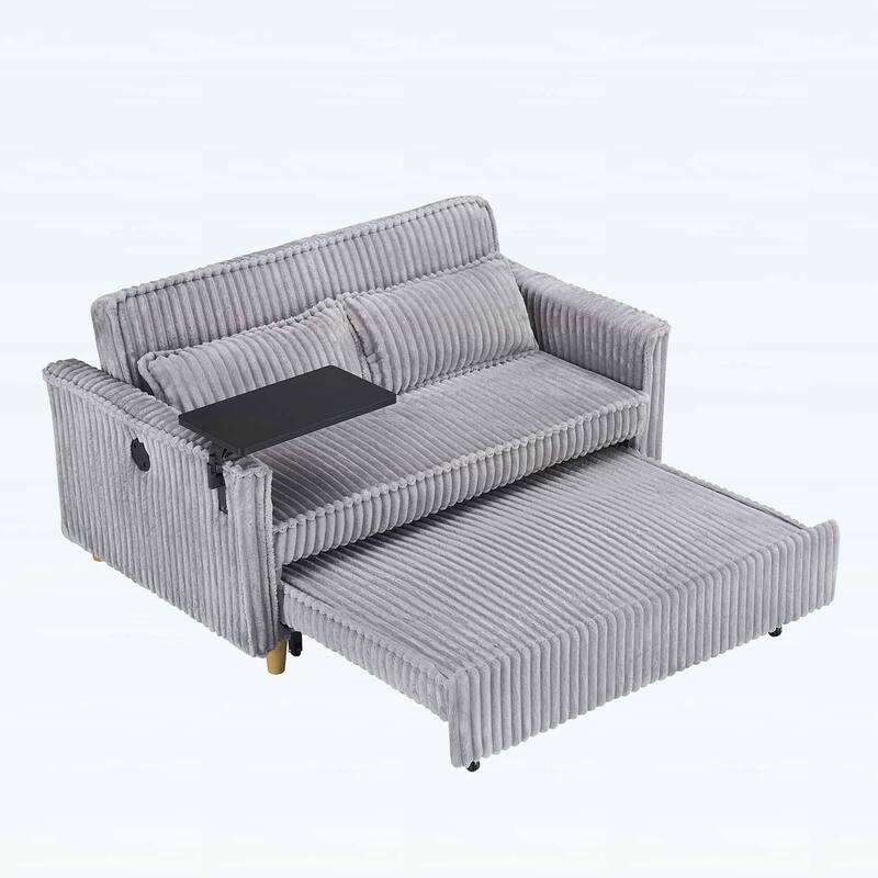 Pull-Out and Push-In Sofa with Movable Tabletop and USB Ports, Ideal for Living Rooms and Bedrooms