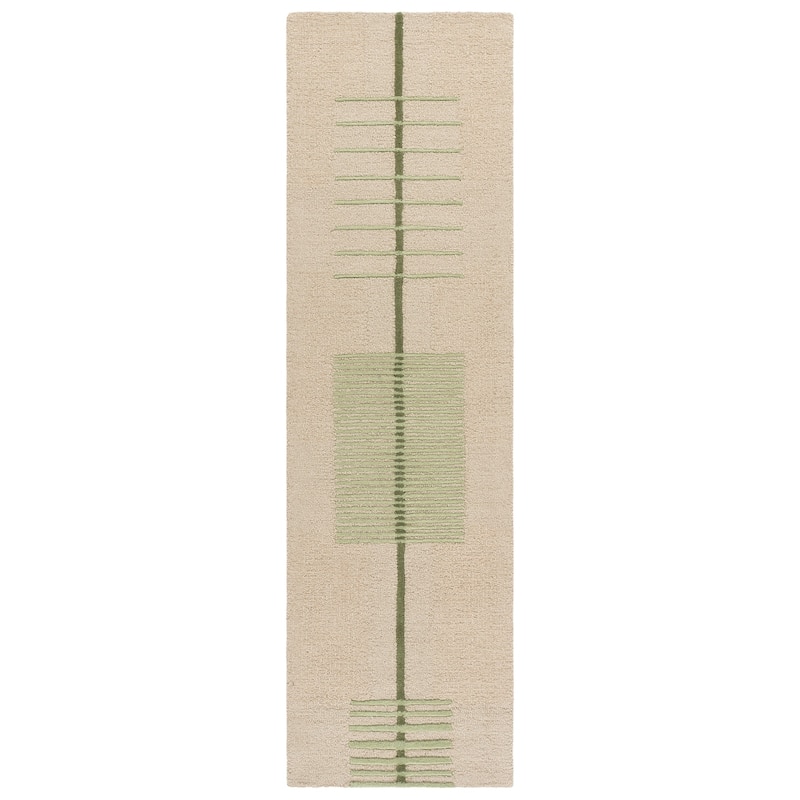 SAFAVIEH Handmade Genre Saide Mid-Century Modern Wool Rug - 2'3" x 8' Runner - Green/Beige
