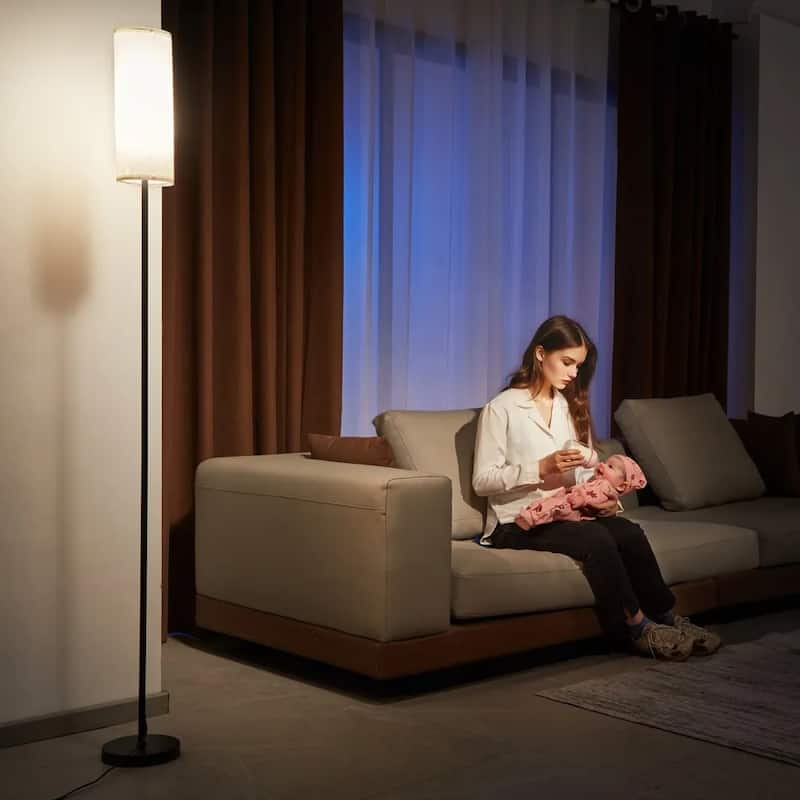 Modern Dimmable Floor Lamp with Remote Bluetooth App Control Adjustable LED Light and RGB Modes - N/A