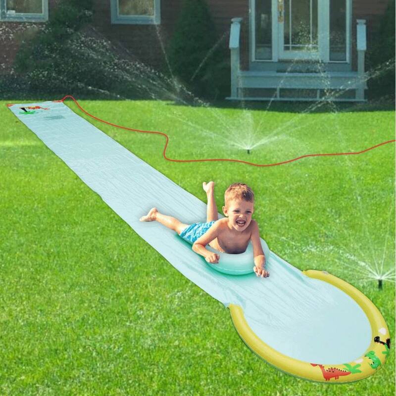 Hoovy Giant 16 Foot Kids Backyard Water Splash Slip and Slide Toy with Bodyboard - 2.8