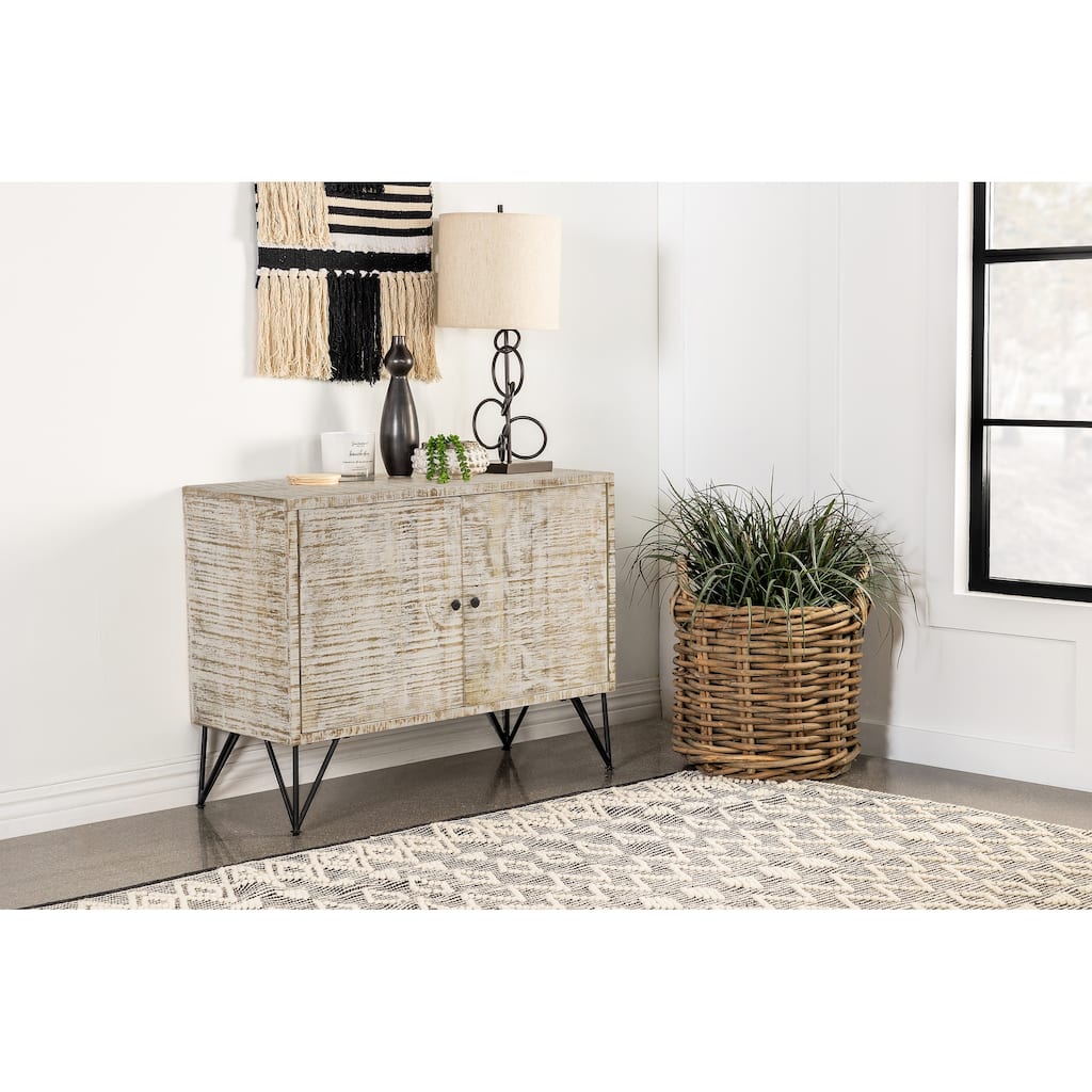 Komomo White Washed 1-Adjustable Shelf Accent Cabinet