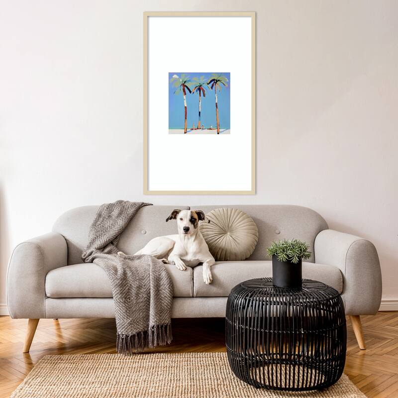 Three Palm Trees by Elena Avanesova Wood Framed Wall Art Print