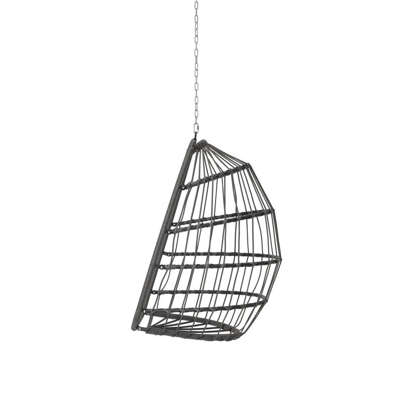 PE Rattan Egg Hanging Chair with 360lb Capacity, Waterproof Cushion and UV-Resistant
