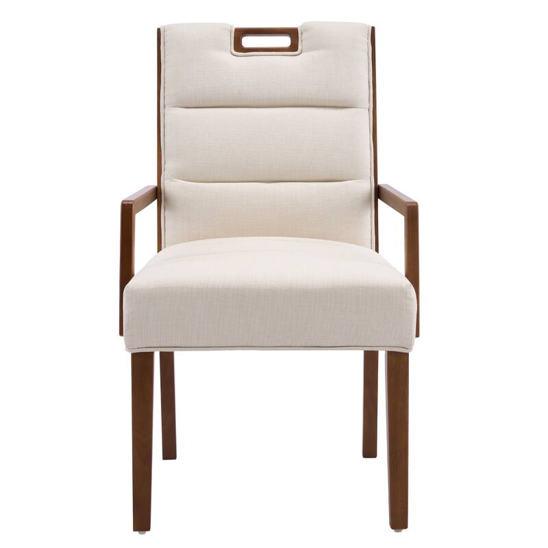 Christopher Knight Home - Modern Upholstered Rubber Wood Dining Chairs with Armrests
