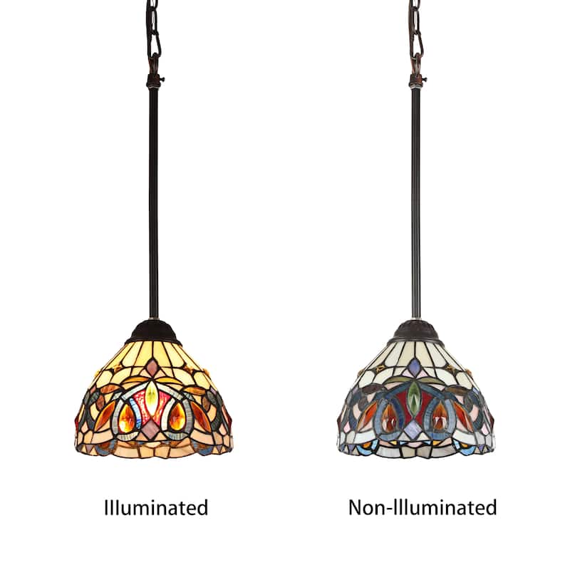 Tiffany-Style Victorian Design 1-light Dark Bronze Hanging Pendant