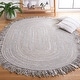 preview thumbnail 41 of 69, SAFAVIEH Handmade Braided Libby Country Cotton Rug with Fringe 3' x 5' Oval - Light Grey