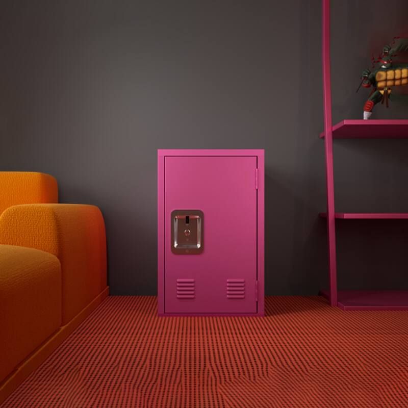 Metal Locker Storage Cabinet with 1 Doors, Small Metal Locker,Lockable Storage Cabinet - Pink