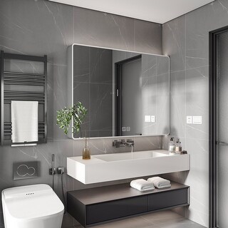 Aluminium Medicine Cabinet Mirror, 35 x 28 Inches Medicine Cabinet with ... image.
