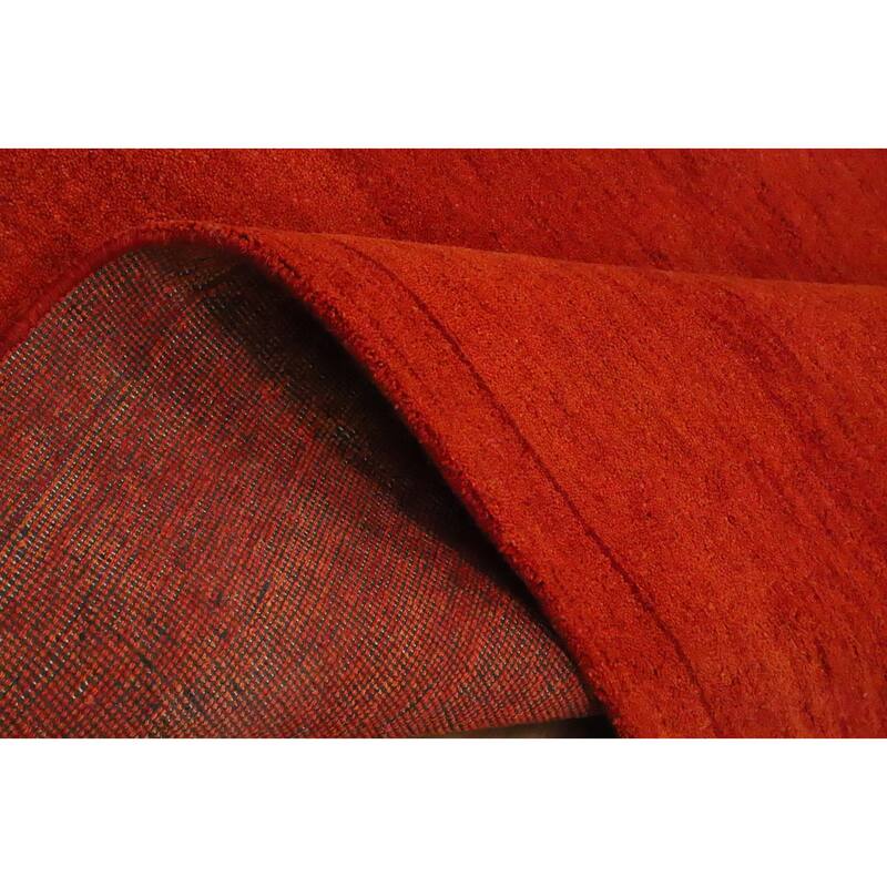Hand Knotted Oriental 100% Wool Carpet Modern Solid Oranges & Rust Gabbeh Area Rug - 10' 0'' X 7' 11''