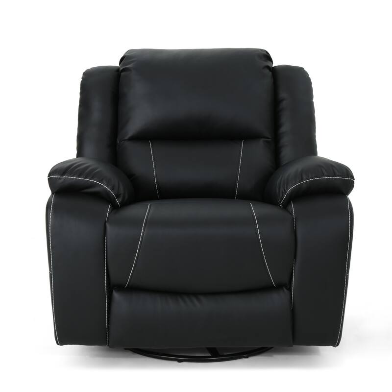 Living Room Swivel Manual Recliner 39" Wide Faux Leather Upholstered Recliner Chair with Metal Base for Bedroom, Office