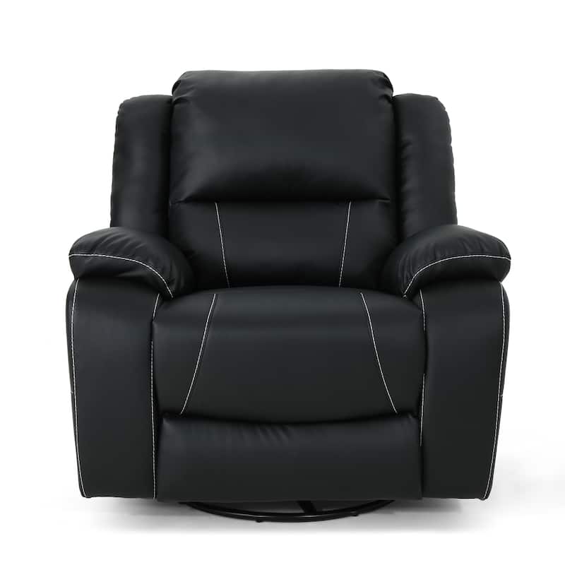 Malic Tufted Faux Leather Swivel Recliner by Christopher Knight Home