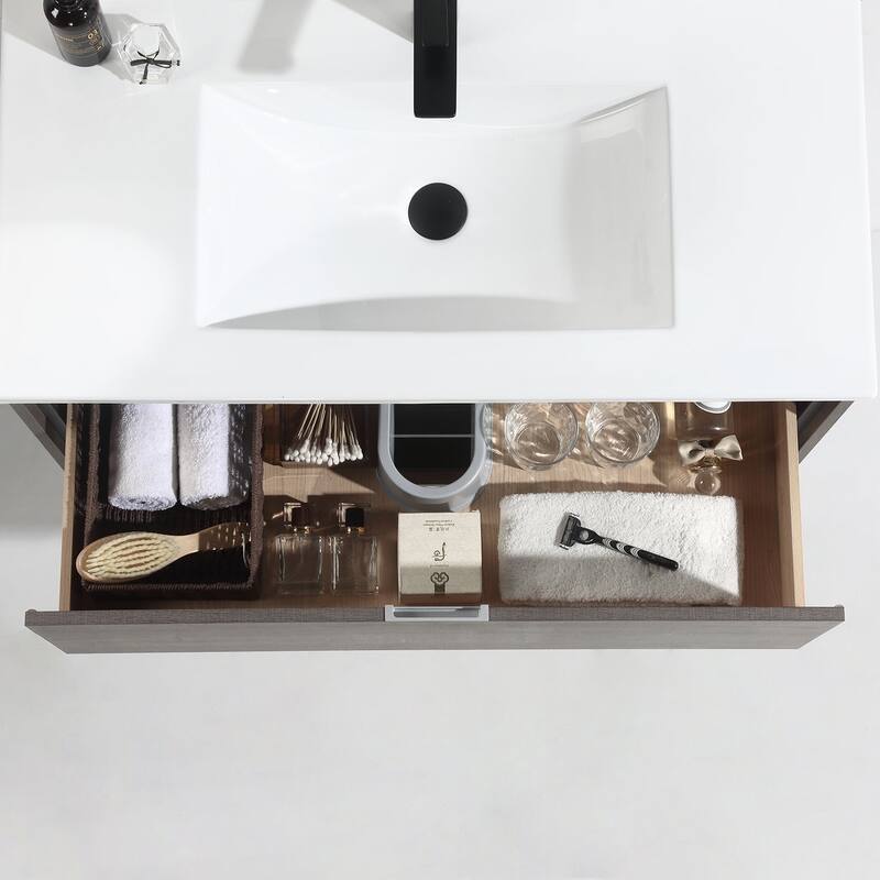 24"/30"/32"/36" Floating Bathroom Vanity Set with Ceramic Sink