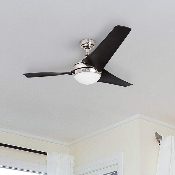 52" Honeywell Rio Brushed Nickel 3 Blade Ceiling Fan with Integrated Light and Remote. Opens flyout.