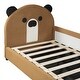 preview thumbnail 12 of 13, Twin Brown Upholstered Bed Daybed Frame with Bear Shaped Headboard, Hydraulic System & Breathable Mesh Fence for Boys Girls