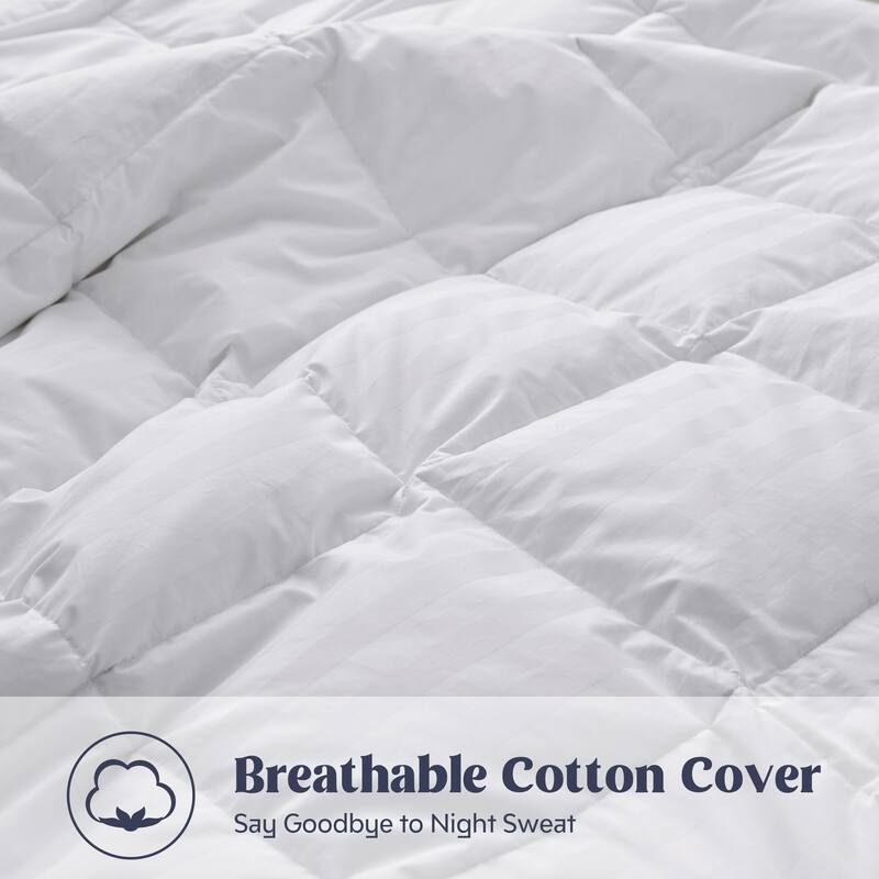 Hotel Luxury Year-round Down Duvet Comforter Solid & Stripe 500 TC Cotton Cover