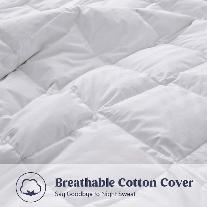 Hotel Luxury Year-round Down Duvet Comforter Solid & Stripe 500 TC Cotton Cover