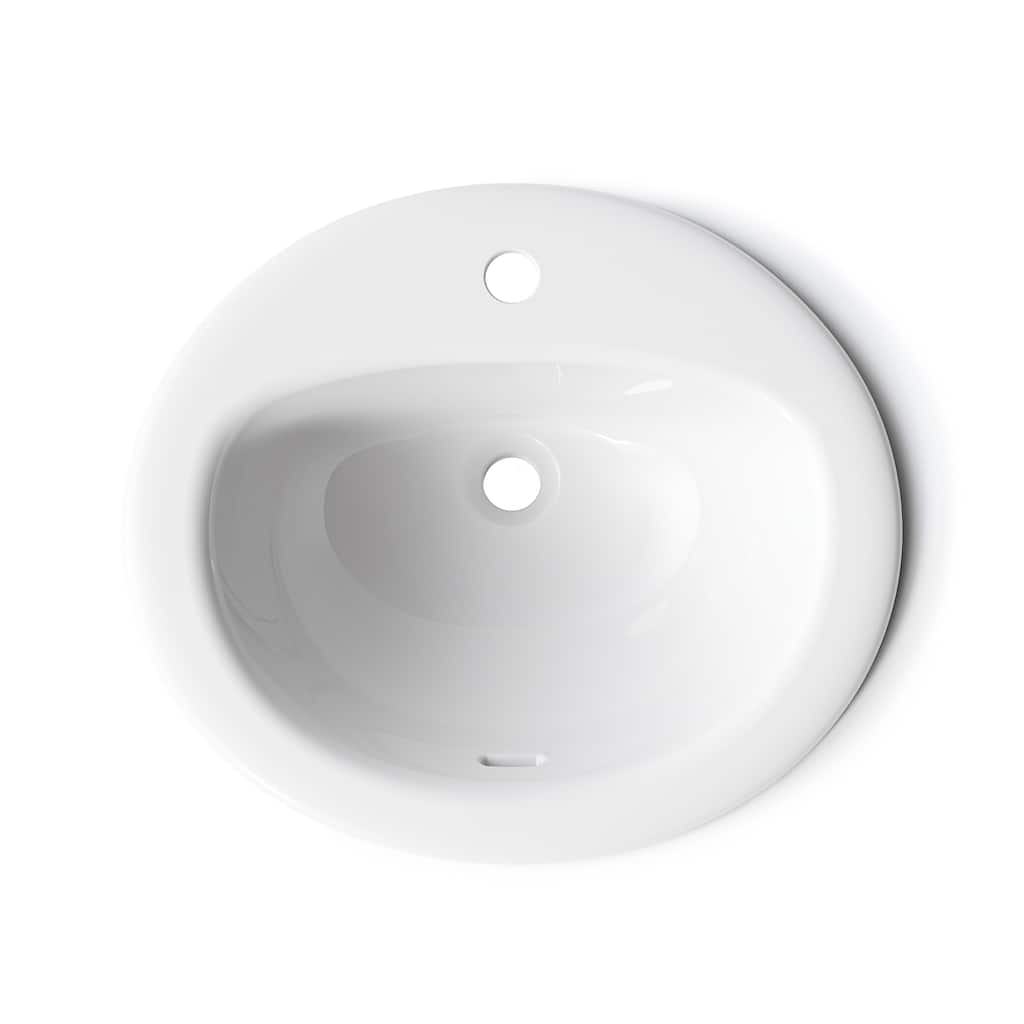 HOROW Round 20.4 in. Drop-In Vitreous China Bathroom Sink in White with Overflow