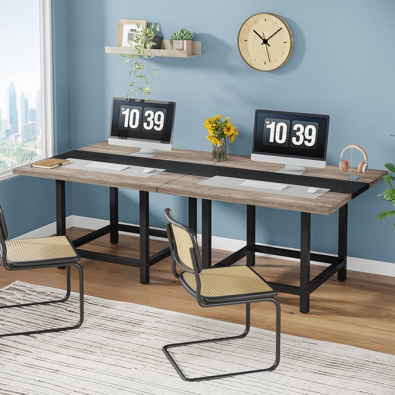 Small Conference Room Table for 4 People, Square 40- Inches Wood Desk for Home Office - 39-inch D