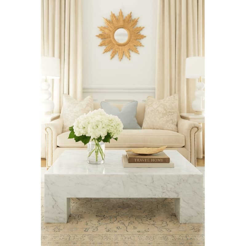 Genuine Marble Rectangular Four Legs Coffee Table - Carrara Marble