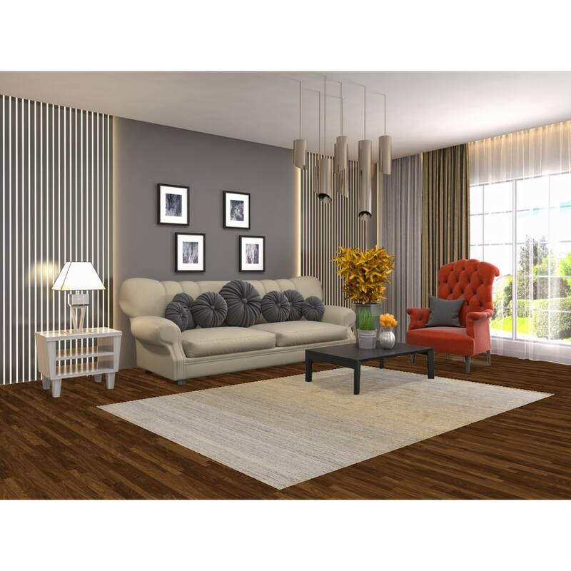 Contemporary Modern Indian Area Rug Stripe Hand-Tufted Wool Carpet - 5'3" x 7'7"
