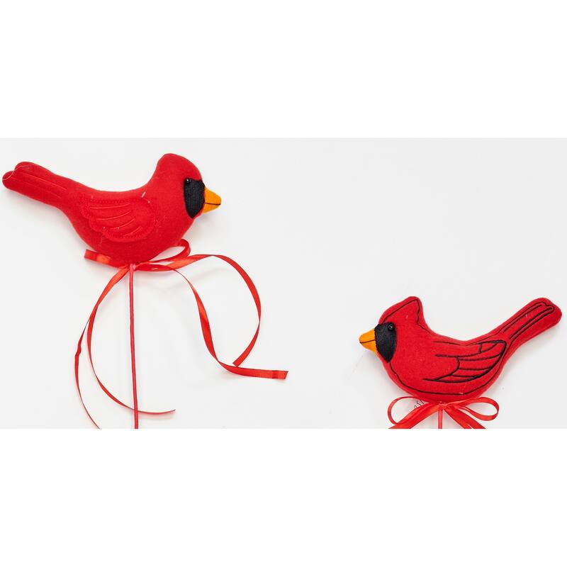 6" Across Red Cardinal On 10" Stick, Set Of 6