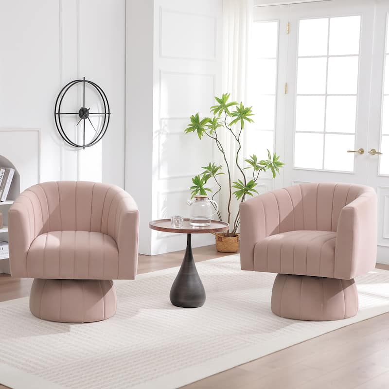 HOMYKA Swivel Accent Barrel Chair Cute Comfy Arm Chair Set 2