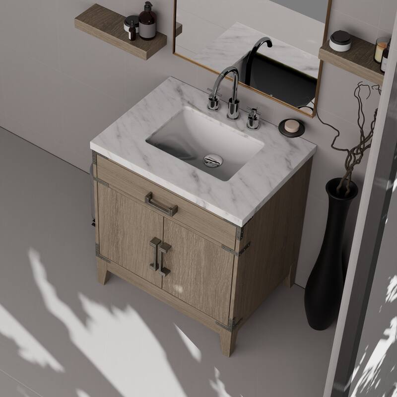 Laurel Bath Vanity Carrara Marble Top, Sink and Faucet