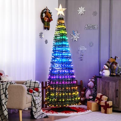 Gymax 6FT Retractable Smart Celebration Christmas Tree Pop-Up Decor w/