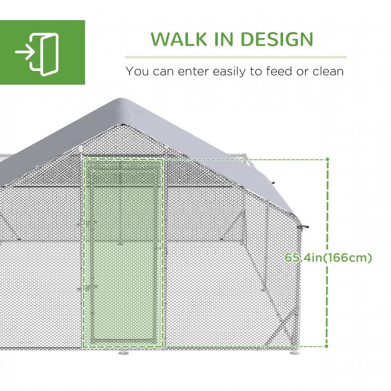 PawHut Large Chicken Coop Metal Chicken Run for Chickens with Waterproof and Anti-UV Cover