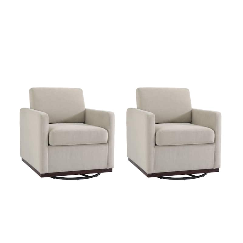 Modern Upholstered Swivel Accent Arm Chair Set of 2