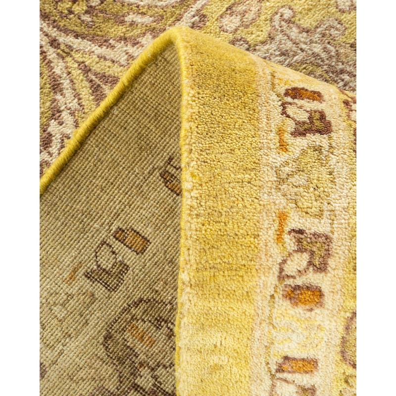 Overton Hand Knotted Wool Traditional Oriental Green Area Rug - 9' x 12'