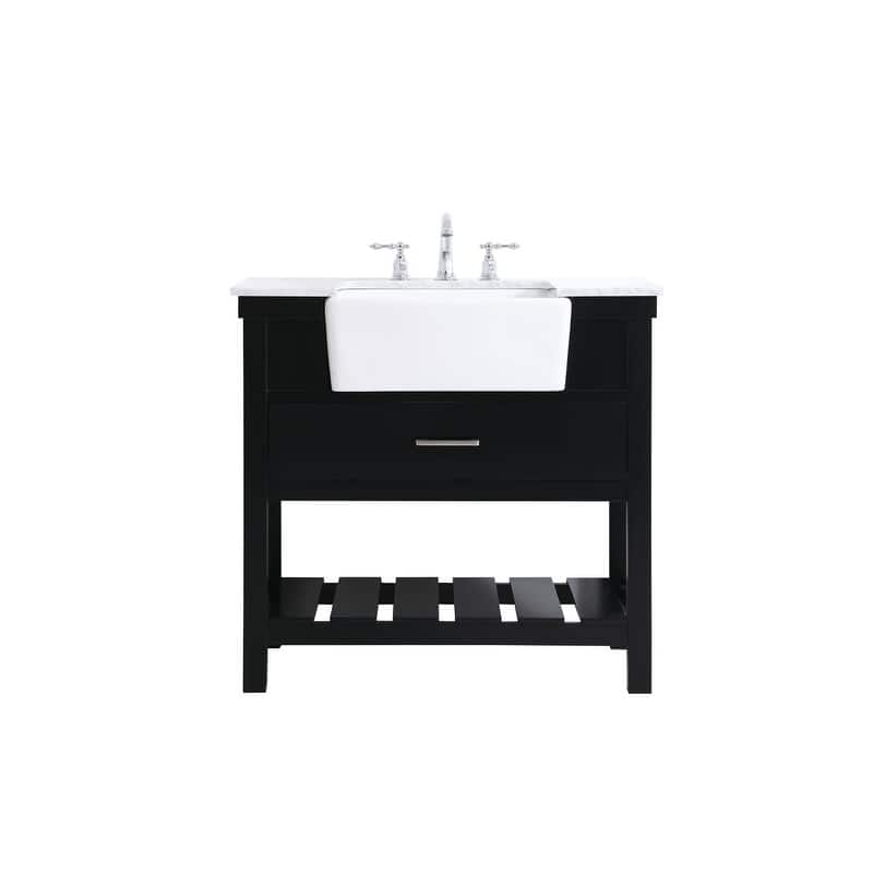 Elegant Lighting VF60136 Clement 36" Free Standing Single Basin Vanity - Black - Anthracite Finish