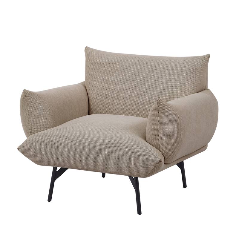 Modern Upholstered Fabric Accent Armchair with Metal Leg