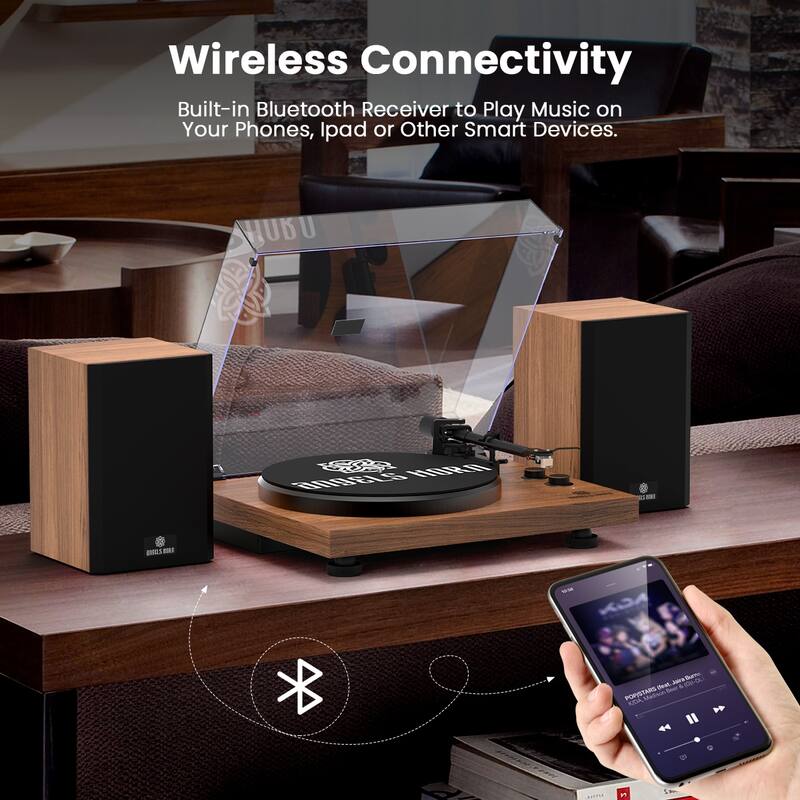 Hi-Fi System Bluetooth Turntable with Stereo Bookshelf Speakers