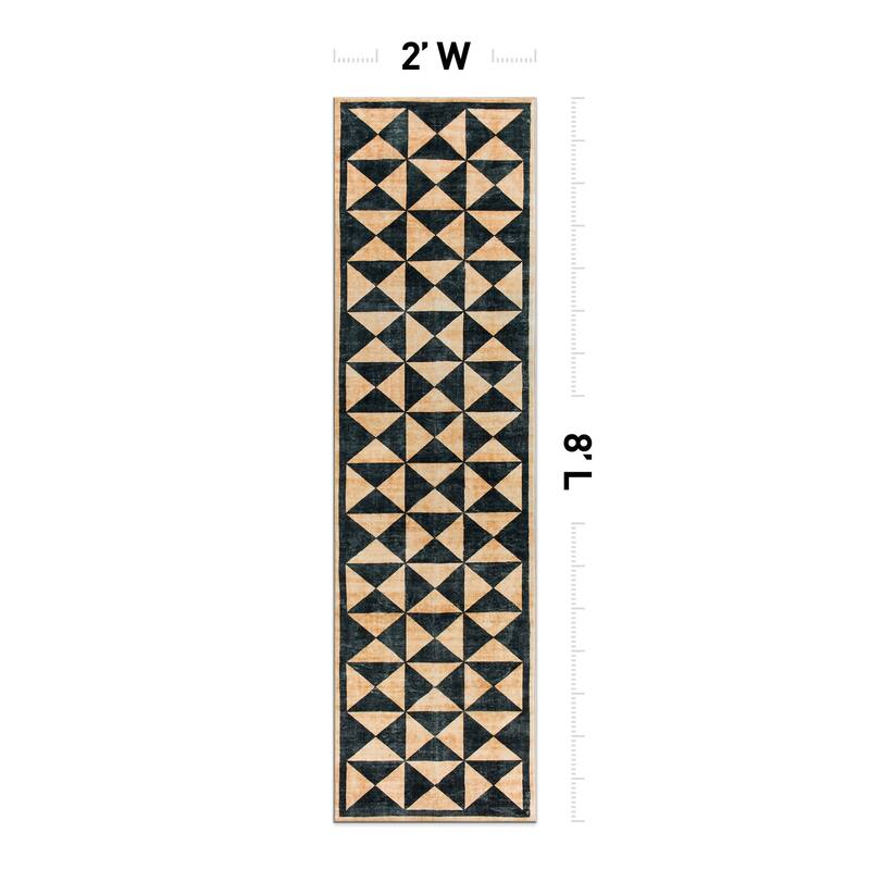 World Rug Gallery Geometric Diamond Washable Non Slip Area Rug