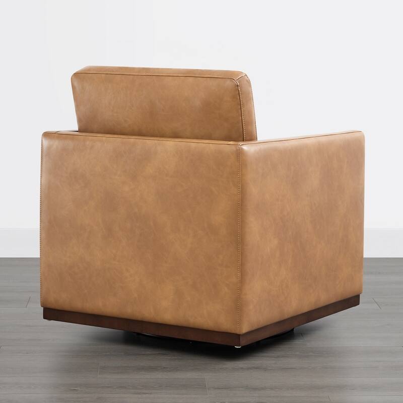 Spruce & Spring Modern Swivel Accent Chair with Wooden Base